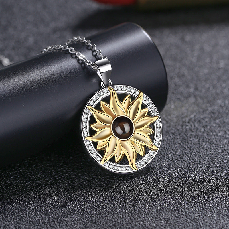 Sun Flower Photo Projection Necklace