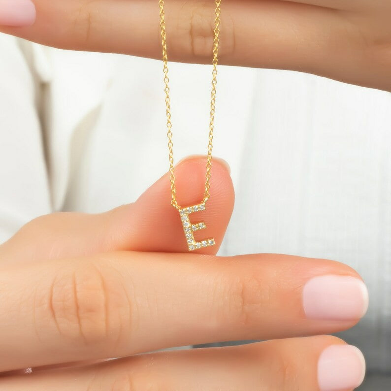 Custom Pave Initial Pendant Necklace