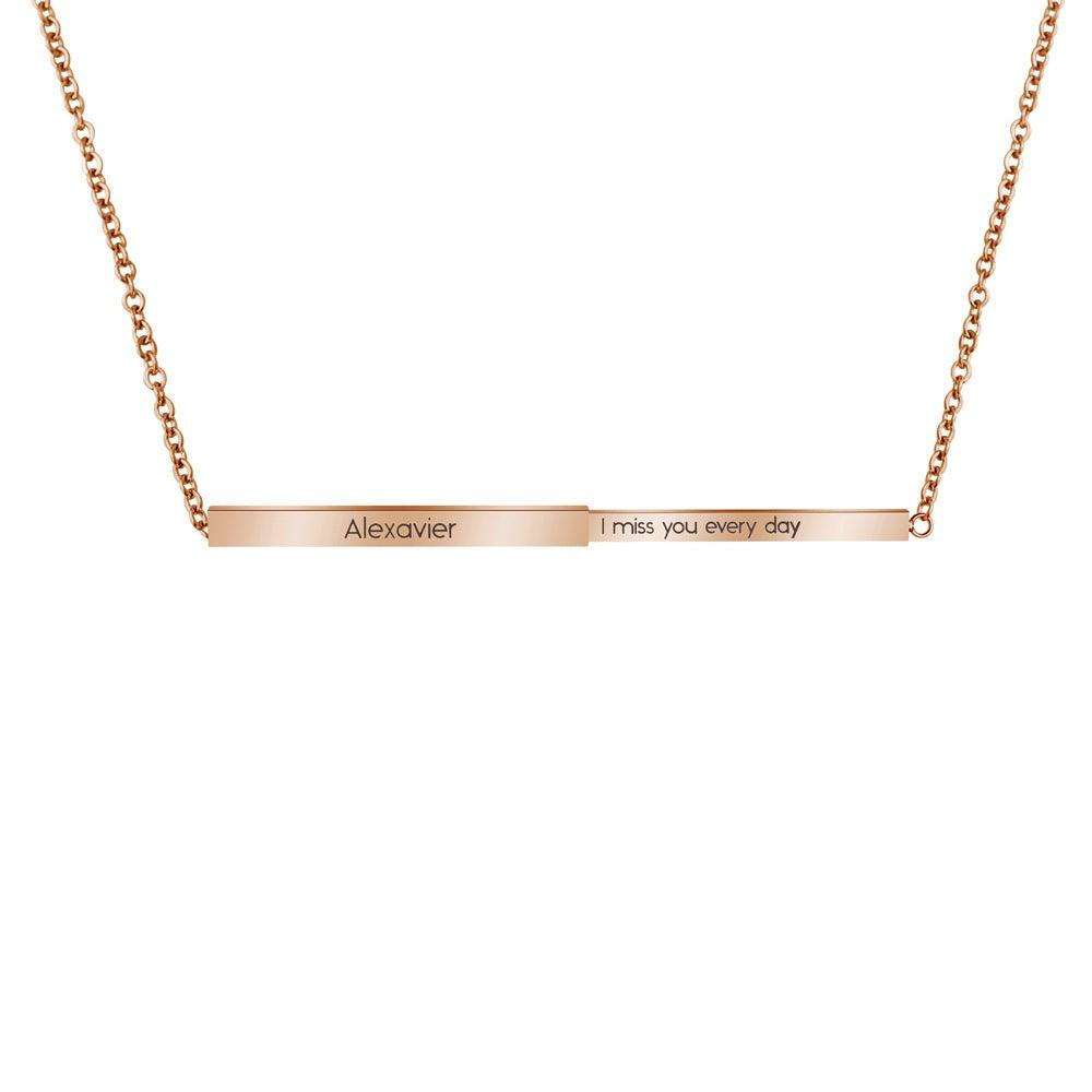 Personalized Double Layered Bar Engraved Message Necklace - Neifall