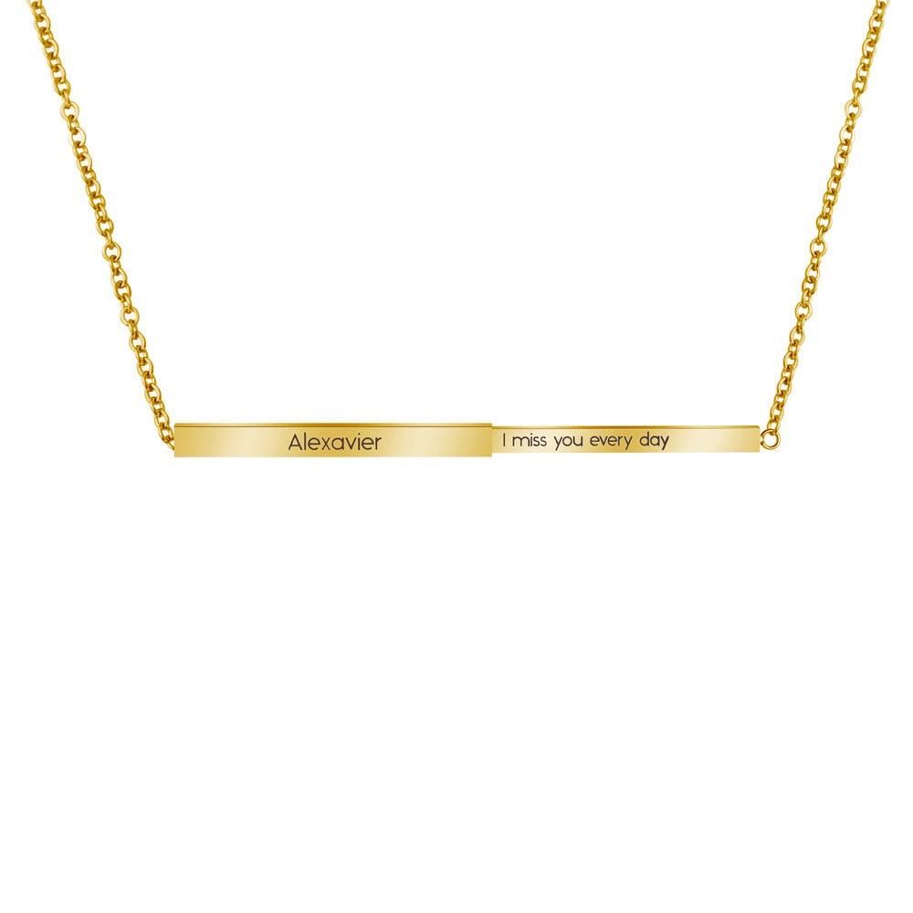 Personalized Double Layered Bar Engraved Message Necklace - Neifall