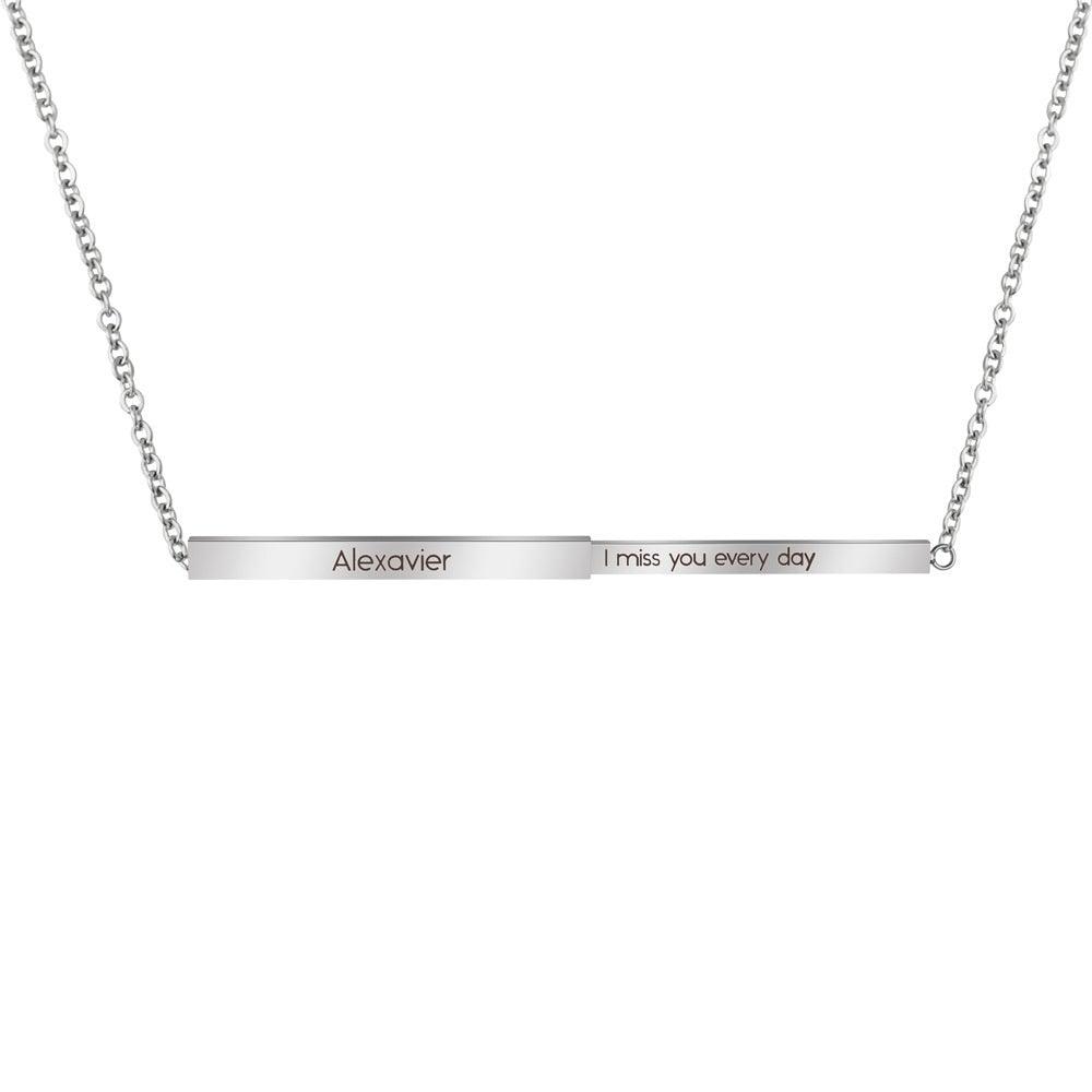 Personalized Double Layered Bar Engraved Message Necklace - Neifall