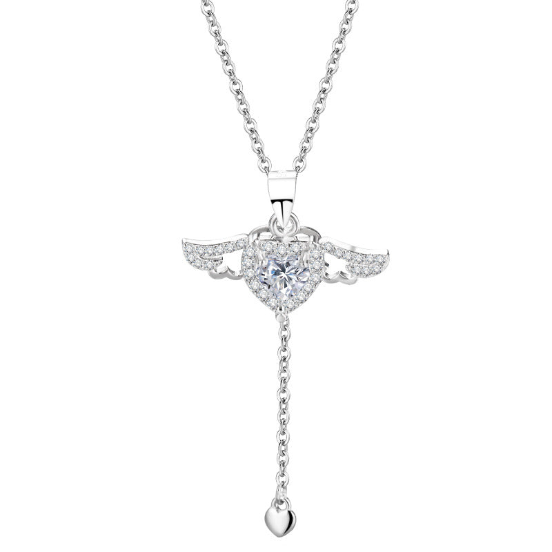 Angel Wings Heart Pendant Necklace