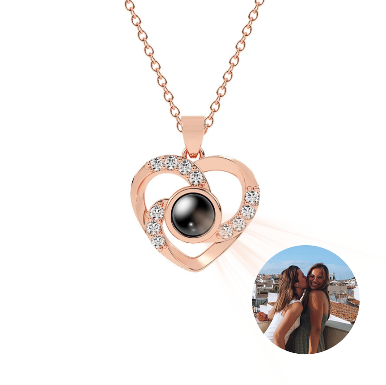 Eternal Diamond Heart Photo Projection Necklace