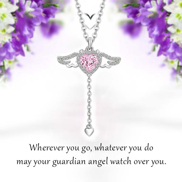 Angel Wings Heart Pendant Necklace