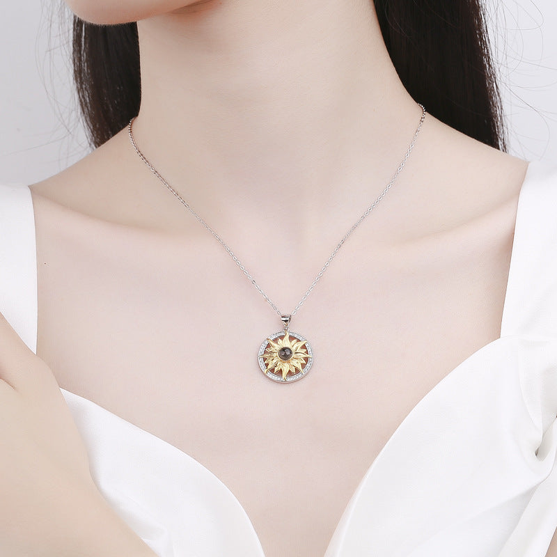 Sun Flower Photo Projection Necklace