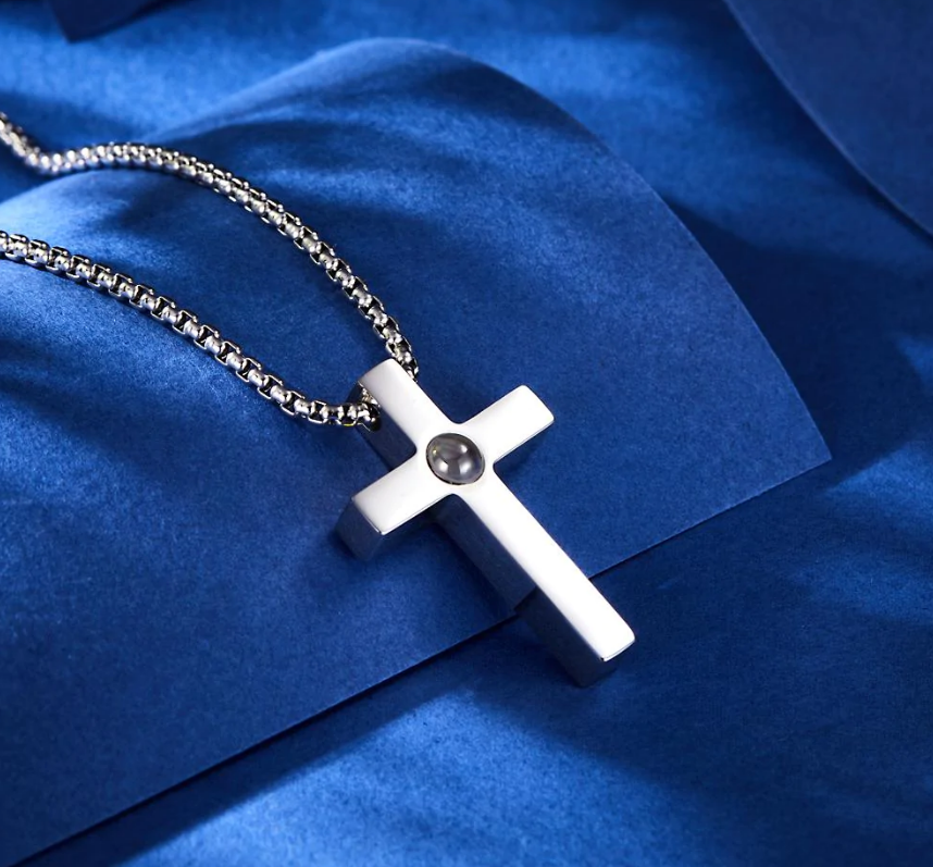 Cross Photo Projection Necklace