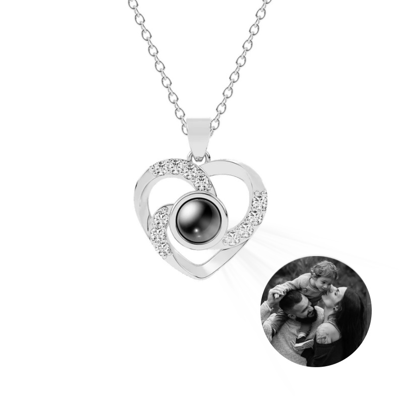 Eternal Diamond Heart Photo Projection Necklace